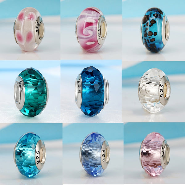 2018 Free Shipping European Colorful Lampwork Glass Beads Murano Aolly Charm Bead Fit Pandora For Girl DIY Bracelets & Bangles