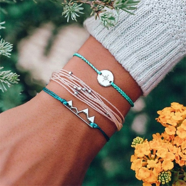 4 Pcs/ Set Classic Arrow Knot Round Crystal Multilayer Adjustable Open Bracelet Set Women Fashion Party Jewelry Multiple Styles