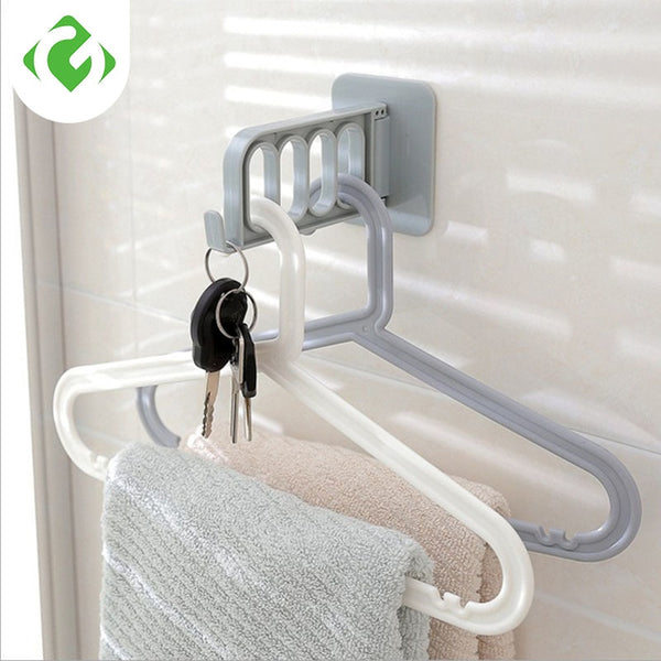 GUANYAO Creative Solid foldable Key Decorative Hooks Multi-function Door Hooks strong adhesive hanger storage rack coat hooks