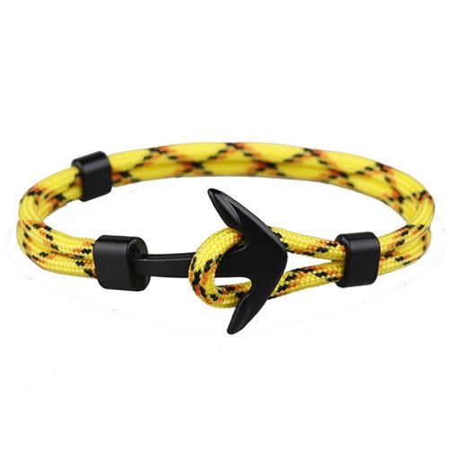 Fashion Black Anchor Bracelets Men Charm 550 Survival Rope Chain Paracord Bracelet Male Wrap Metal Sport Hooks