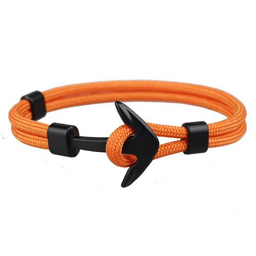 Fashion Black Anchor Bracelets Men Charm 550 Survival Rope Chain Paracord Bracelet Male Wrap Metal Sport Hooks