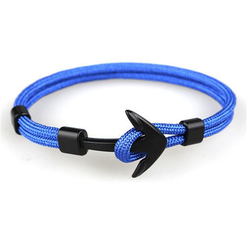 Fashion Black Anchor Bracelets Men Charm 550 Survival Rope Chain Paracord Bracelet Male Wrap Metal Sport Hooks
