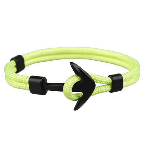 Fashion Black Anchor Bracelets Men Charm 550 Survival Rope Chain Paracord Bracelet Male Wrap Metal Sport Hooks