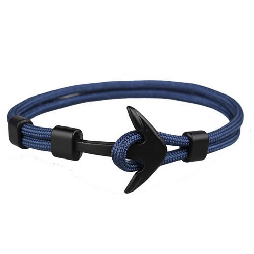 Fashion Black Anchor Bracelets Men Charm 550 Survival Rope Chain Paracord Bracelet Male Wrap Metal Sport Hooks