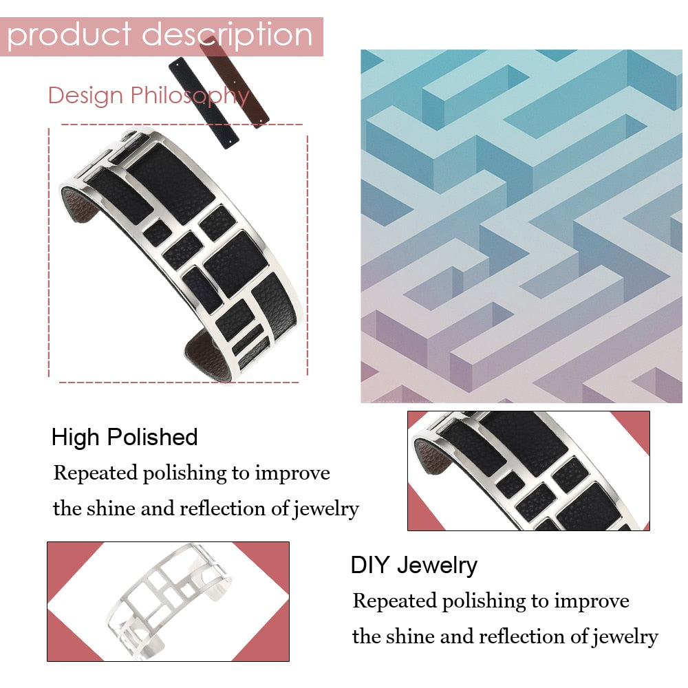 Cremo PU Leather Interchangeable Reversible Leather Band Jewelry Accessory Personalized Stainless Steel Bracelets & Bangles