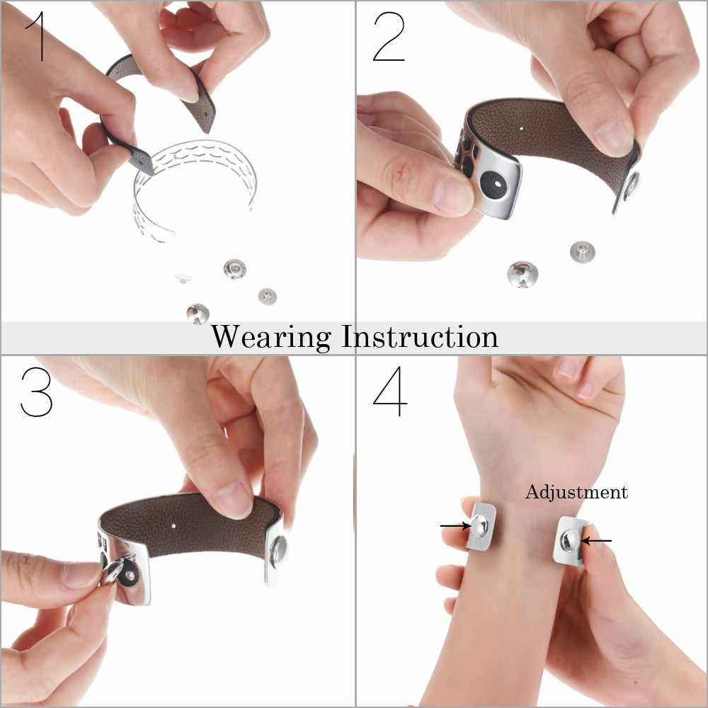 Cremo PU Leather Interchangeable Reversible Leather Band Jewelry Accessory Personalized Stainless Steel Bracelets & Bangles