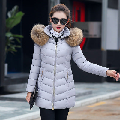Fashion Long Girls Winter Jacket Women Slim Thick Zipper Pockets Parka With Fur Casual Solid Outerwear Coat 2018 New Long Sleeve