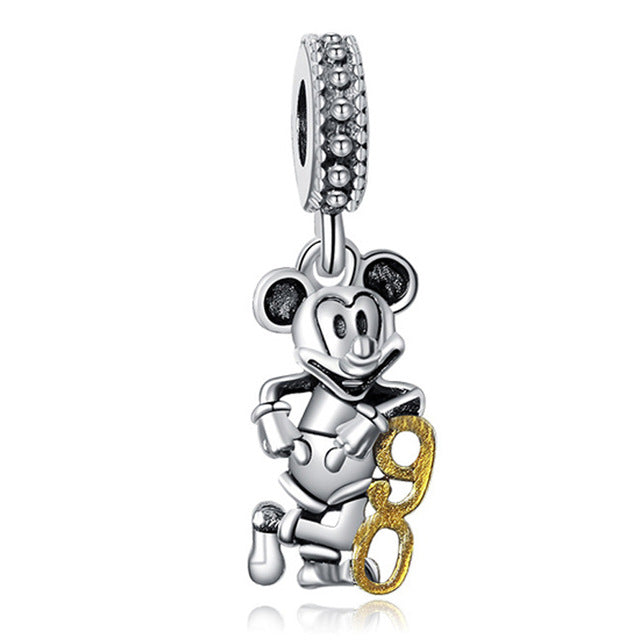 2018 Silver Plated Bead Cartoon Mouse Princess Dress Wallet Pendant Charm Beads Fit Pandora Women Diy Bracelets Bangles Jewelry