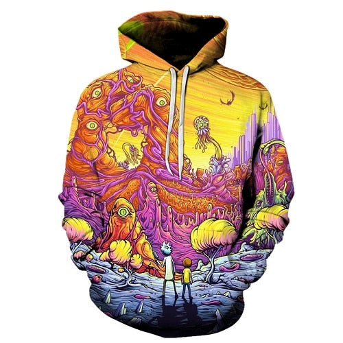 Funny Hoodies Men Women Sweatshirts 3D Hoodie Rick and Morty Pullover Streetwear Hoody Anime Tracksuits Asian size s-6xl
