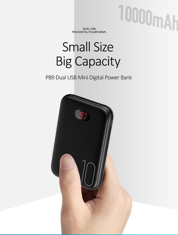Power Bank for xiaomi mi iPhone,USAMS Mini Power Bank 10000mAh LED Display Dual USB Powerbank External Battery Fast charging