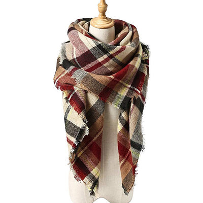 New Women's Winter Scarf Classic Plaid Scarf Female Warm Soft Cashmere Scarves Chunky Large Blanket Wrap Shawl Triangle Scarves