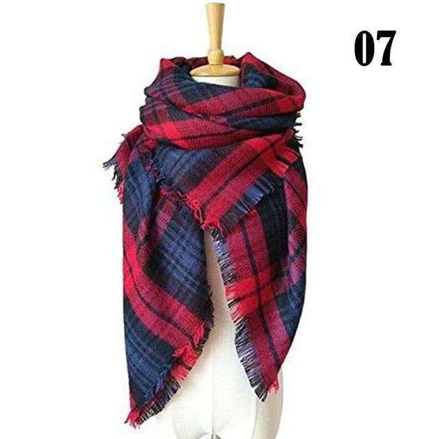New Women's Winter Scarf Classic Plaid Scarf Female Warm Soft Cashmere Scarves Chunky Large Blanket Wrap Shawl Triangle Scarves