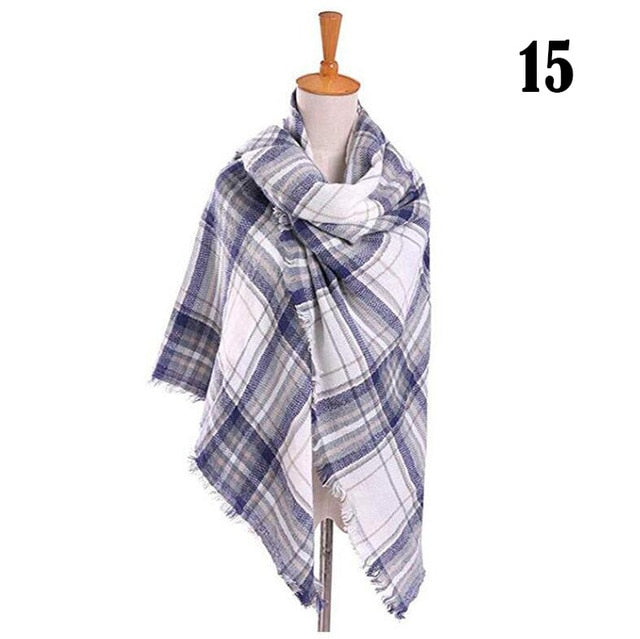 New Women's Winter Scarf Classic Plaid Scarf Female Warm Soft Cashmere Scarves Chunky Large Blanket Wrap Shawl Triangle Scarves