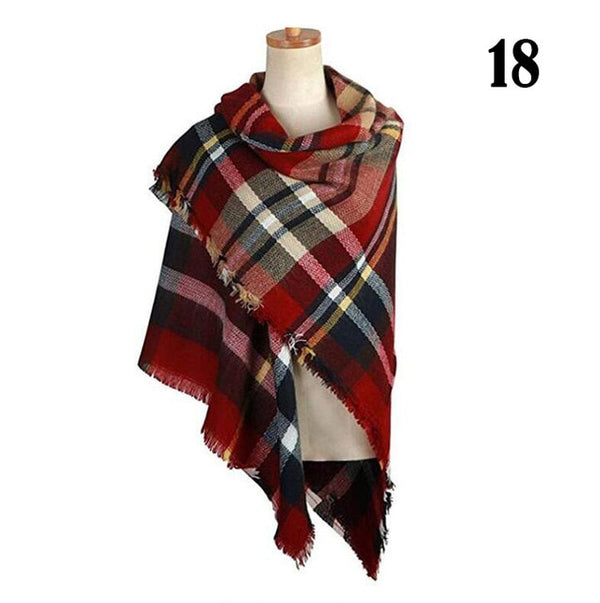 New Women's Winter Scarf Classic Plaid Scarf Female Warm Soft Cashmere Scarves Chunky Large Blanket Wrap Shawl Triangle Scarves