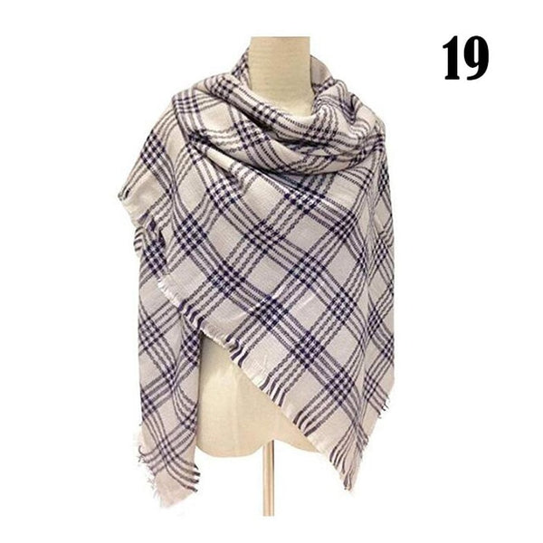 New Women's Winter Scarf Classic Plaid Scarf Female Warm Soft Cashmere Scarves Chunky Large Blanket Wrap Shawl Triangle Scarves