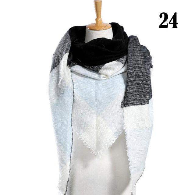 New Women's Winter Scarf Classic Plaid Scarf Female Warm Soft Cashmere Scarves Chunky Large Blanket Wrap Shawl Triangle Scarves