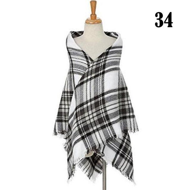 New Women's Winter Scarf Classic Plaid Scarf Female Warm Soft Cashmere Scarves Chunky Large Blanket Wrap Shawl Triangle Scarves