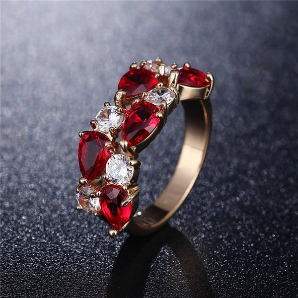 UMODE Wedding Band Gold Womens Rings Fashion Colorful AAA+ Water Drop Cubric Zirconia Metal Jewelry for Women Wholesale UR0441