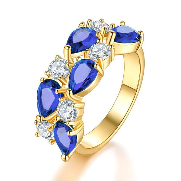 UMODE Wedding Band Gold Womens Rings Fashion Colorful AAA+ Water Drop Cubric Zirconia Metal Jewelry for Women Wholesale UR0441
