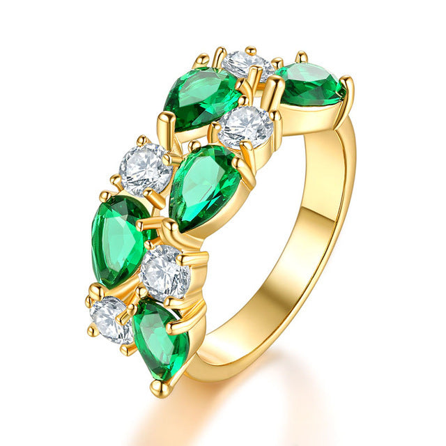 UMODE Wedding Band Gold Womens Rings Fashion Colorful AAA+ Water Drop Cubric Zirconia Metal Jewelry for Women Wholesale UR0441