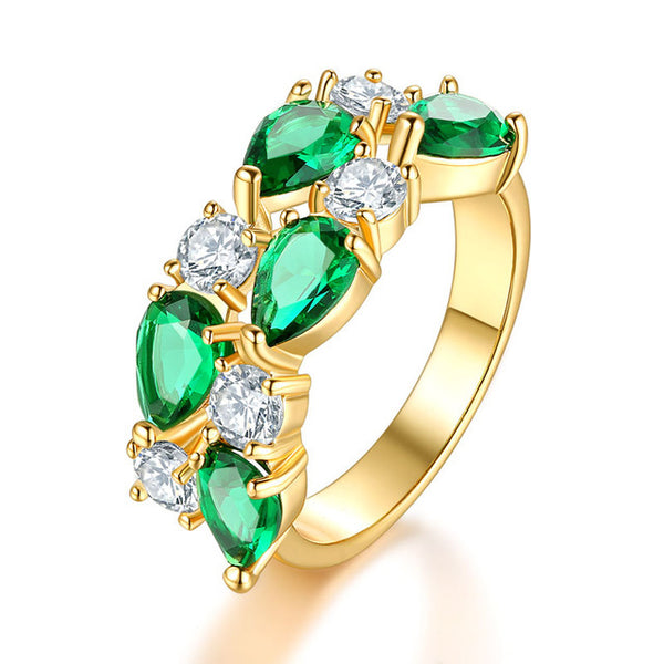 UMODE Wedding Band Gold Womens Rings Fashion Colorful AAA+ Water Drop Cubric Zirconia Metal Jewelry for Women Wholesale UR0441