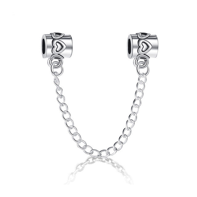New Silver Plated Bead Charm Star Love Heart  Mickey Safety Chain Rose Gold Beads Fit Women Pandora Bracelet Bangle DIY Jewelry