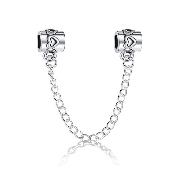 New Silver Plated Bead Charm Star Love Heart  Mickey Safety Chain Rose Gold Beads Fit Women Pandora Bracelet Bangle DIY Jewelry