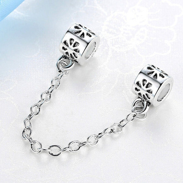 New Silver Plated Bead Charm Star Love Heart  Mickey Safety Chain Rose Gold Beads Fit Women Pandora Bracelet Bangle DIY Jewelry
