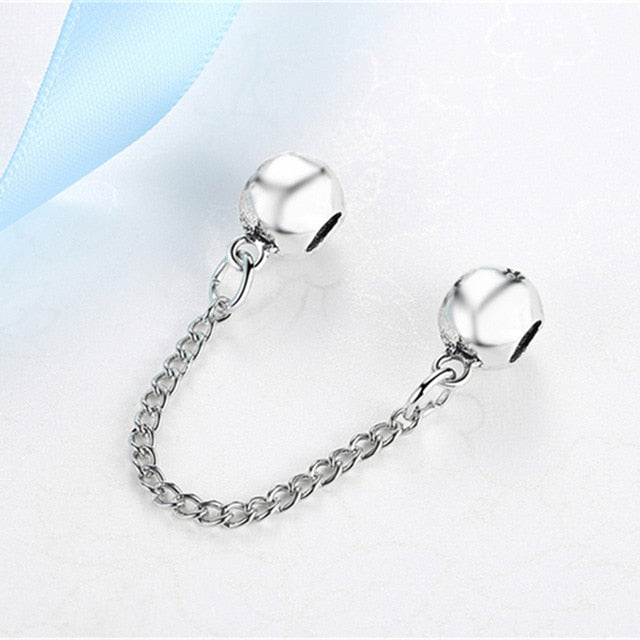 New Silver Plated Bead Charm Star Love Heart  Mickey Safety Chain Rose Gold Beads Fit Women Pandora Bracelet Bangle DIY Jewelry