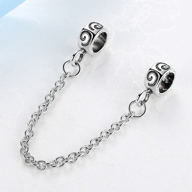 New Silver Plated Bead Charm Star Love Heart  Mickey Safety Chain Rose Gold Beads Fit Women Pandora Bracelet Bangle DIY Jewelry
