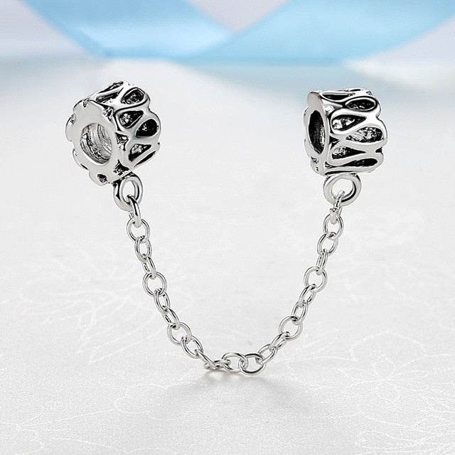 New Silver Plated Bead Charm Star Love Heart  Mickey Safety Chain Rose Gold Beads Fit Women Pandora Bracelet Bangle DIY Jewelry