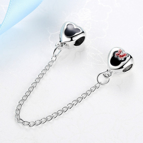 New Silver Plated Bead Charm Star Love Heart  Mickey Safety Chain Rose Gold Beads Fit Women Pandora Bracelet Bangle DIY Jewelry
