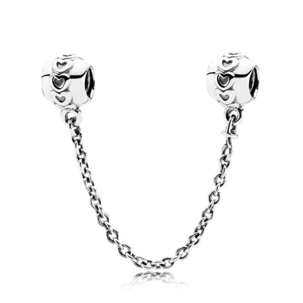 New Silver Plated Bead Charm Star Love Heart  Mickey Safety Chain Rose Gold Beads Fit Women Pandora Bracelet Bangle DIY Jewelry