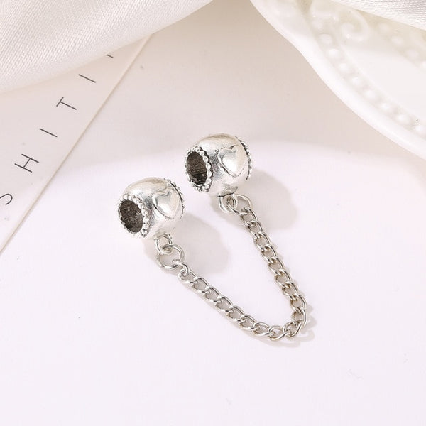 New Silver Plated Bead Charm Star Love Heart  Mickey Safety Chain Rose Gold Beads Fit Women Pandora Bracelet Bangle DIY Jewelry