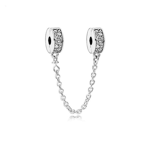 New Silver Plated Bead Charm Star Love Heart  Mickey Safety Chain Rose Gold Beads Fit Women Pandora Bracelet Bangle DIY Jewelry
