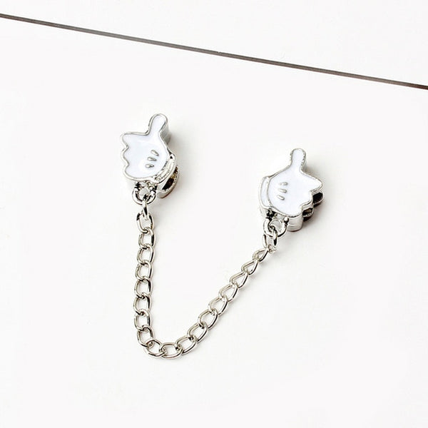New Silver Plated Bead Charm Star Love Heart  Mickey Safety Chain Rose Gold Beads Fit Women Pandora Bracelet Bangle DIY Jewelry