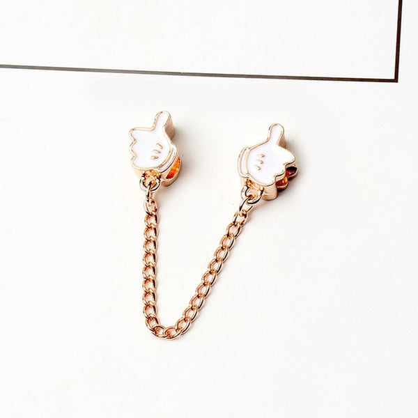 New Silver Plated Bead Charm Star Love Heart  Mickey Safety Chain Rose Gold Beads Fit Women Pandora Bracelet Bangle DIY Jewelry