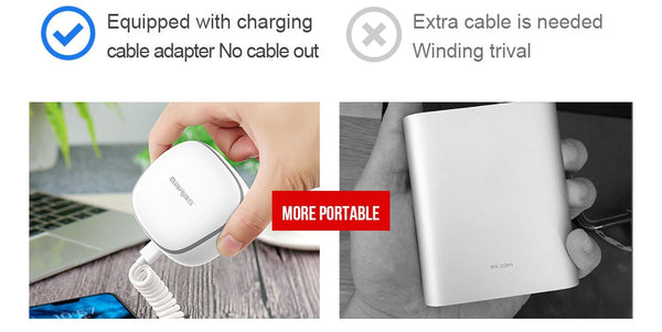 GARAS Power Bank PD/QC3.0 for iPhone/Micro USB/USB C mini Powerbank Fast Charger For xiaomi/huawei Type C To Type C Spring Cable