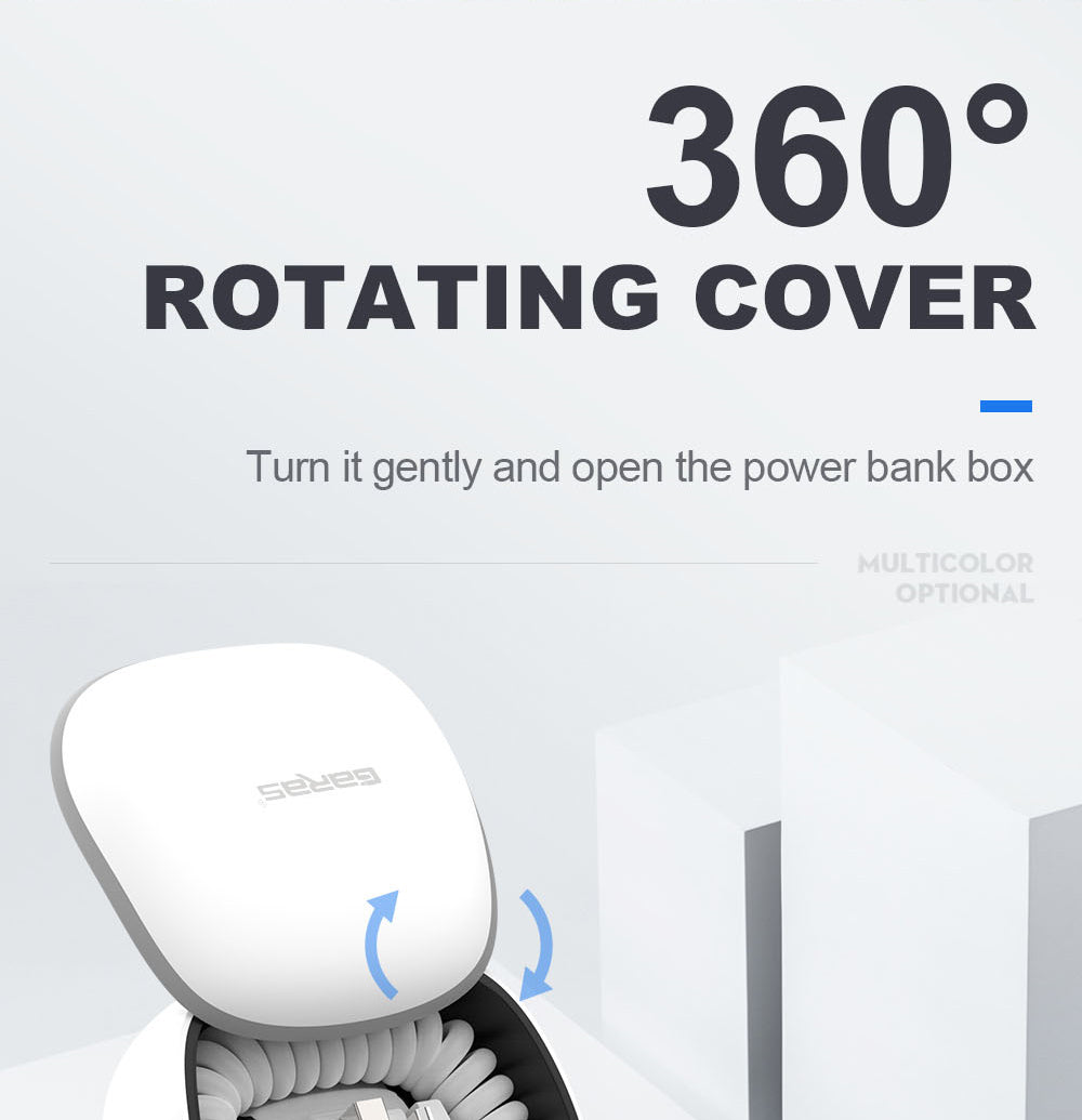 GARAS Power Bank PD/QC3.0 for iPhone/Micro USB/USB C mini Powerbank Fast Charger For xiaomi/huawei Type C To Type C Spring Cable