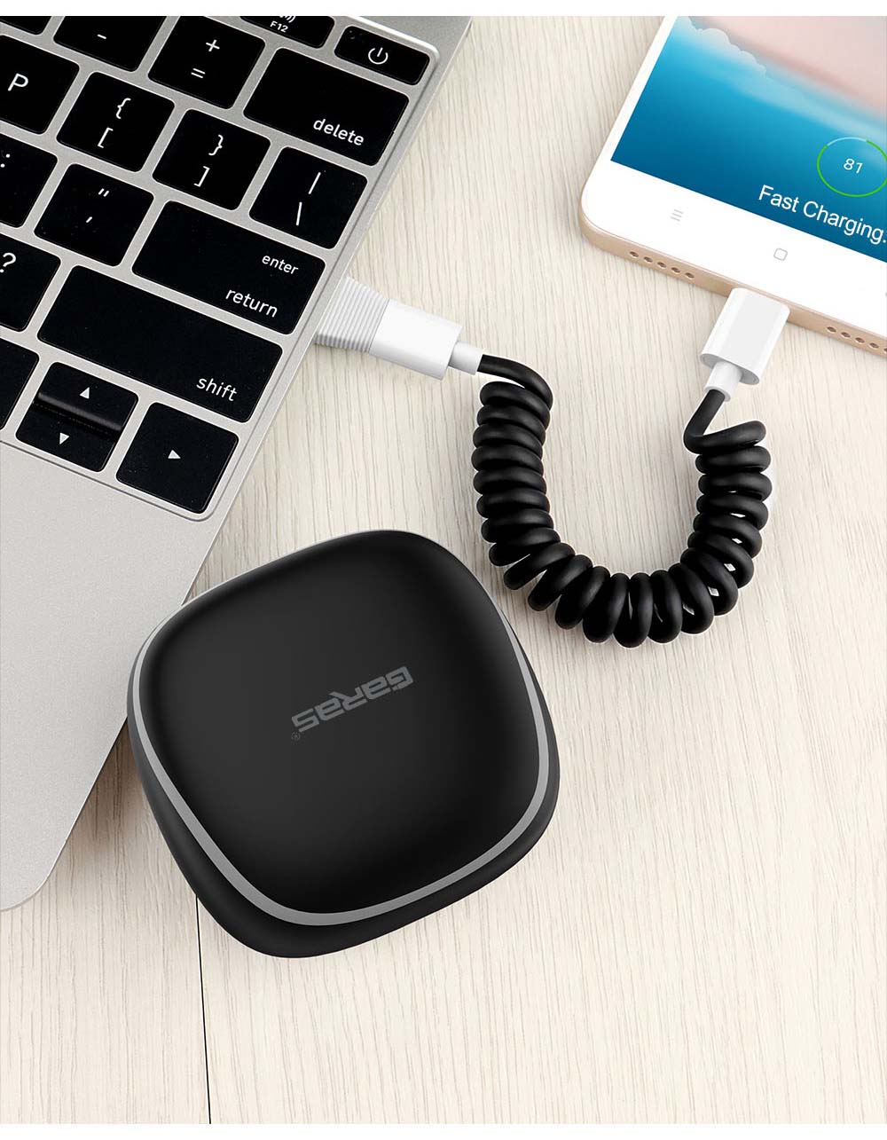 GARAS Power Bank PD/QC3.0 for iPhone/Micro USB/USB C mini Powerbank Fast Charger For xiaomi/huawei Type C To Type C Spring Cable