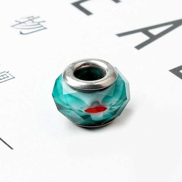 2018 Free Shipping European Colorful Lampwork Glass Beads Murano Aolly Charm Bead Fit Pandora For Girl DIY Bracelets & Bangles