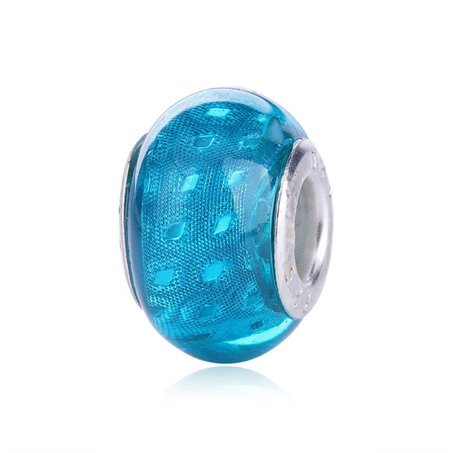 2018 Free Shipping European Colorful Lampwork Glass Beads Murano Aolly Charm Bead Fit Pandora For Girl DIY Bracelets & Bangles