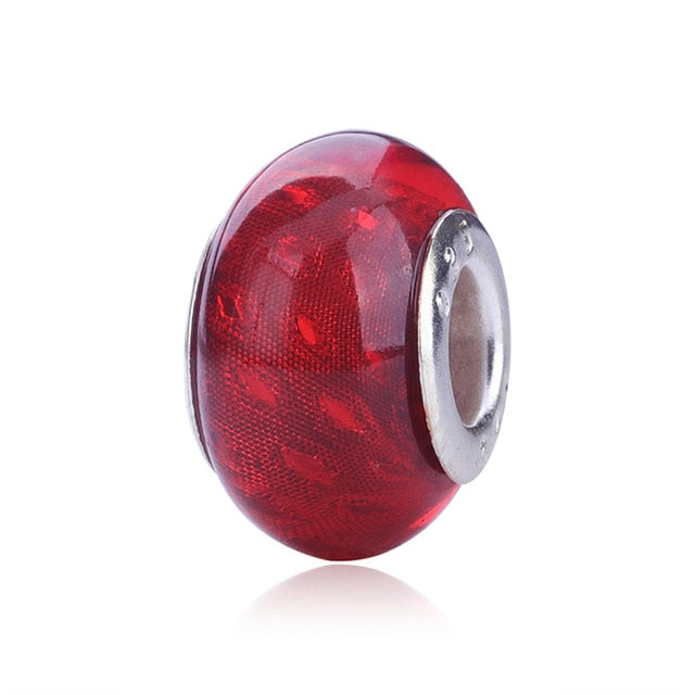 2018 Free Shipping European Colorful Lampwork Glass Beads Murano Aolly Charm Bead Fit Pandora For Girl DIY Bracelets & Bangles