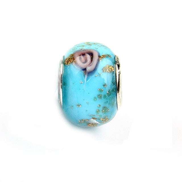 2018 Free Shipping European Colorful Lampwork Glass Beads Murano Aolly Charm Bead Fit Pandora For Girl DIY Bracelets & Bangles
