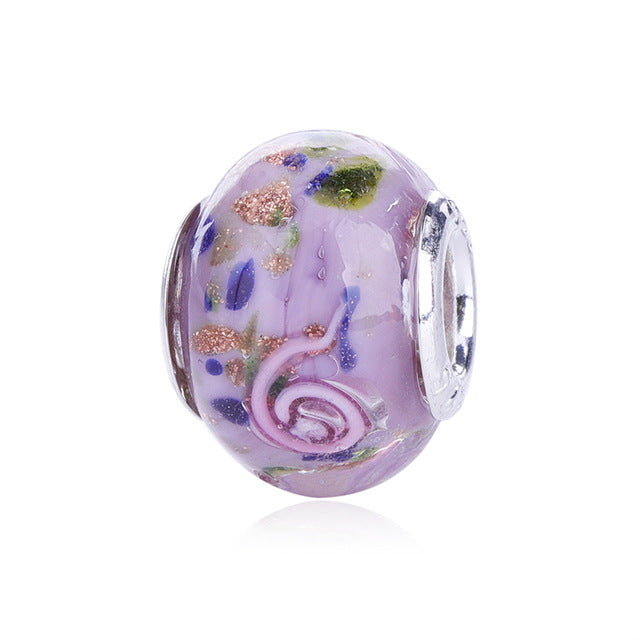 2018 Free Shipping European Colorful Lampwork Glass Beads Murano Aolly Charm Bead Fit Pandora For Girl DIY Bracelets & Bangles