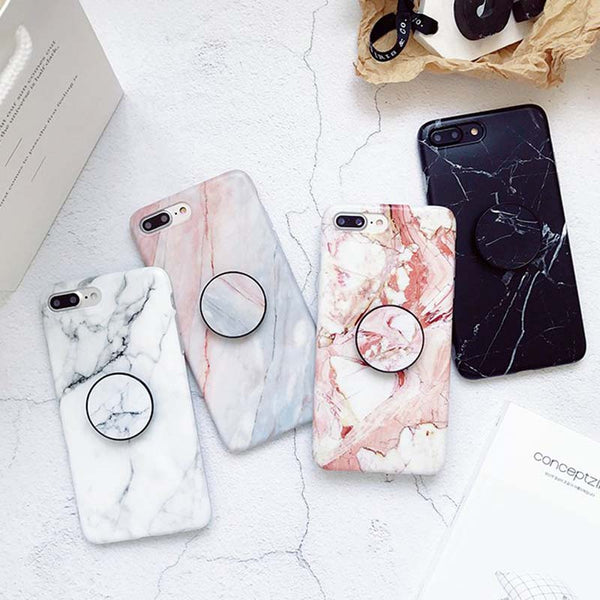 SUYACS Marble Pattern Kickstand Phone Case For iPhone X 6 6S 7 8 Plus Fashion IMD Soft Protective Phone Back Cover Case Coque