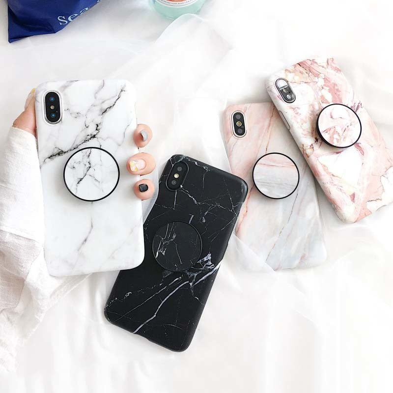SUYACS Marble Pattern Kickstand Phone Case For iPhone X 6 6S 7 8 Plus Fashion IMD Soft Protective Phone Back Cover Case Coque