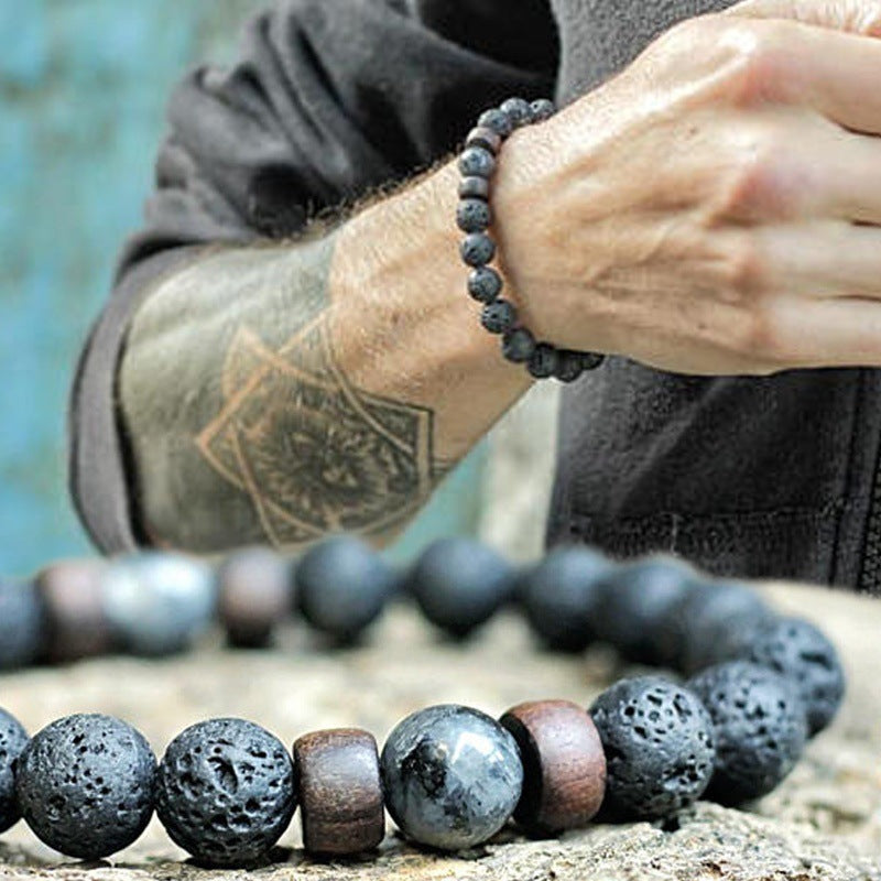 Mcllroy Stone bracelet/beads/lava/natural/homme/fashion/bangles Bracelet Men Wooden bead Accessorie Jewelry male Valentine Gift