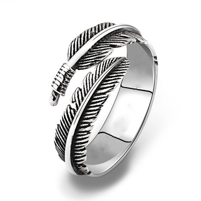 Resizable Men Exquisite Women 1PC New Graceful Couple's Alloy Retro Allergy Free Adjustable Silvery Feathers Hot Sale