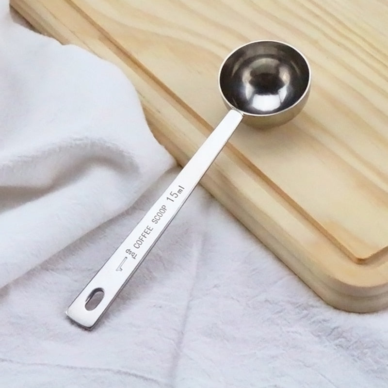 1Pc Stainless Steel Coffee Scoop 15ml 30ml Measuring Scoop Spoon Long Handled Metal Measure Spoon Coffee Tea Tools Accessories